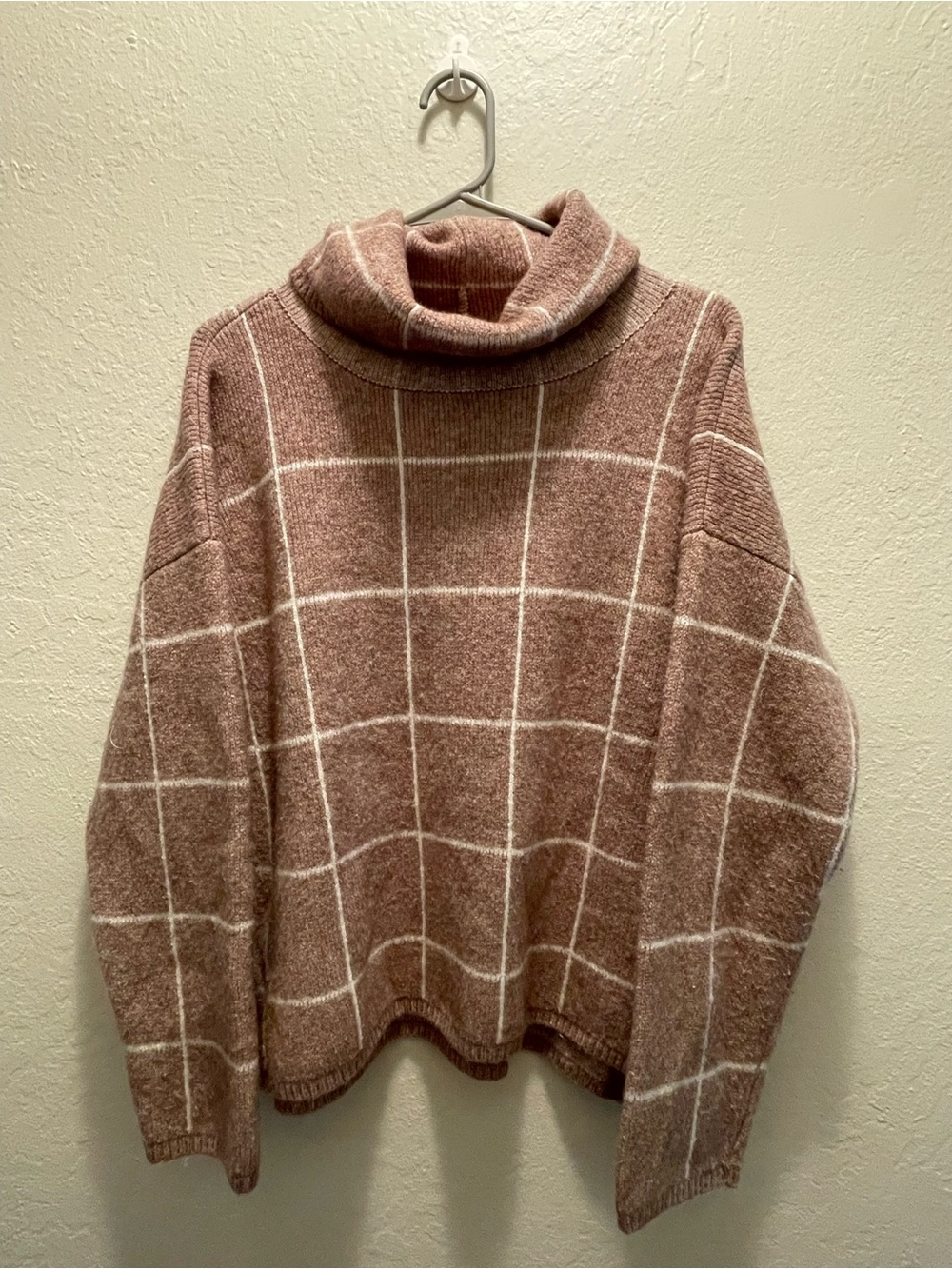 Madewell Rose Windowpane Cowl-Neck Sweater